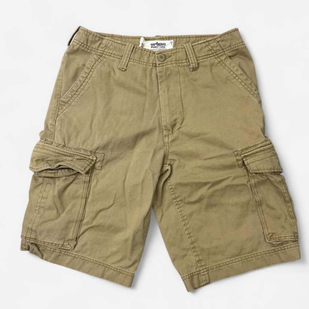Urban Pipeline Cargo Shorts Size 32 Khaki Cotton Utility Y2K Grunge